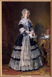 Portret u stóp Marii Amelie de Bourbon, królowej Francuzów (1782-1866). Obraz Xavera Winterhaltera (1806-1873) 1842. Wym. 2,15 x 1,40 m²