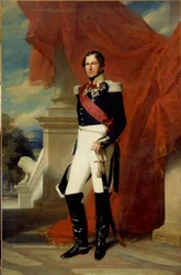 Portret u stóp Leopolda I (1790-1865), króla Belgów Obraz Xavera Winterhaltera (1806-1873) 1840 nd. 2,78x1,81 m²