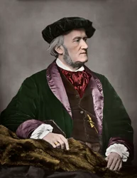 Portret Richarda Wagnera (1813-1883), niemieckiego kompozytora. 1871. Koloryzacja cyfrowa.