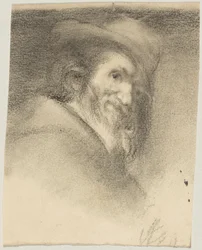 Szkic według Vásqueza; głowa Menipposa; oryginał: Madryt, Prado