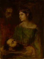 Córka Herodias z głową Jana; półpostaciowa, stojąca