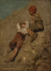 Dwóch chłopów na stoku