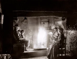 Rodzina chłopska pod Florencją, ok. 1900 (płyta szklana)