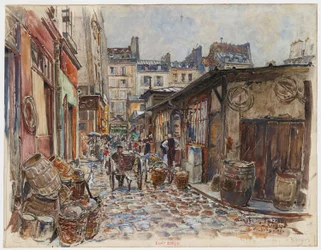 Marché des Enfants Rouges, zachodnia strona, w deszczu