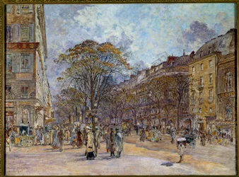 Le boulevard des Italians w Paryżu Obraz Frederica Anatole Houbrona (1851-1908) 1902 nd. 0,55x0,73 m Paryż, Musee Carnavalet - Boulevard des Italians w Paryżu. Obraz Fryderyka Anatola Houbrona (1851-1908)