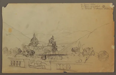 Rysunek, Kościół w górach Ekwadoru, wrzesień 1853 r.