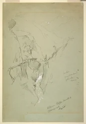 Rysunek, Wąwóz między Ceppo Morelli i Macugnaga, 11-12 września 1868 r.