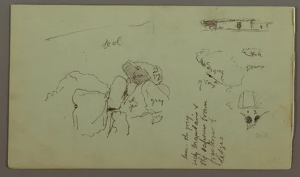 Rysunek, głazy, dom, kwiecień 1868 r.
