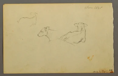 Rysunek, chłopiec opierający się o worek, kapelusz, 1844 r.