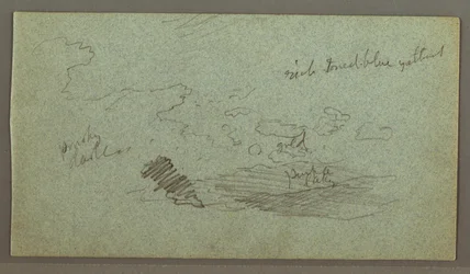 Rysunek, Chmury nad pasmem wzgórz, niskie słońce, prawdopodobnie 1874 r.