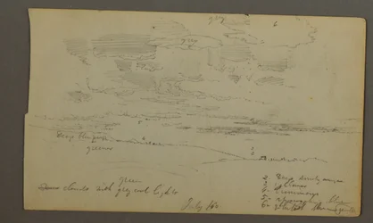 Rysunek, Pochmurne niebo nad grzbietami wzgórz (Maine), 1860 r.