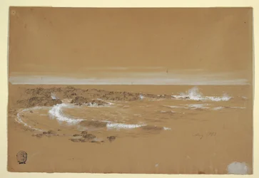 Rysunek, linia brzegowa, Grand Manan, Kanada, sierpień 1851 r.