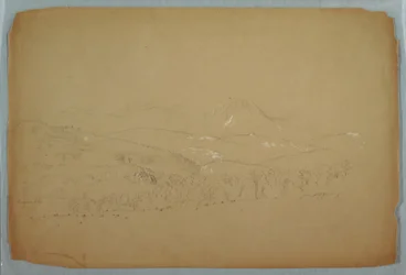 Rysunek, Odległy widok Katahdin z zachodu, ok. 1856 r.