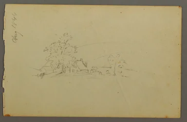 Rysunek, Odległe budynki gospodarcze, 1844 r.