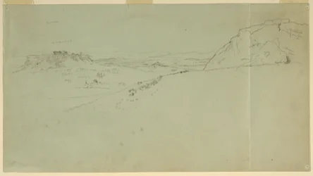 Rysunek, Odległy widok na północną stronę Akropolu, 1869 r.