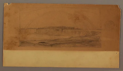 Rysunek, Podwójna tęcza nad wodospadem, rzeka Niagara, prawdopodobnie 1858 r.