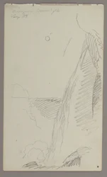 Rysunek, wodospad w świetle księżyca, 1858 r.