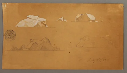 Rysunek, pływające góry lodowe, 5 lipca 1859 r.