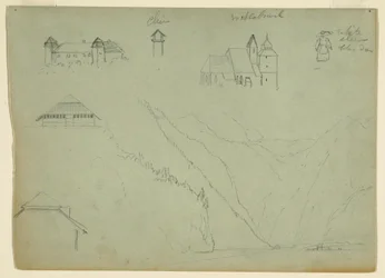 Rysunek, Z Salzkammergut, Austria i Konigssee, niedaleko Berchtesgaden, Bawaria, lipiec 1868 r.