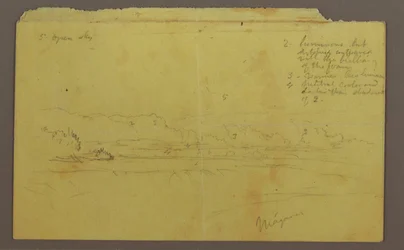 Rysunek, Kozia Wyspa i wodospady kanadyjskie, prawdopodobnie 1856 r.