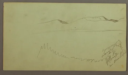Rysunek przedstawiający pasmo wzgórz na równinie, prawdopodobnie 1868 r.