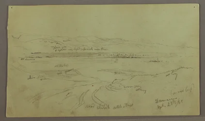 Rysunek, Wzgórza i równiny, 29 kwietnia 1868 r.