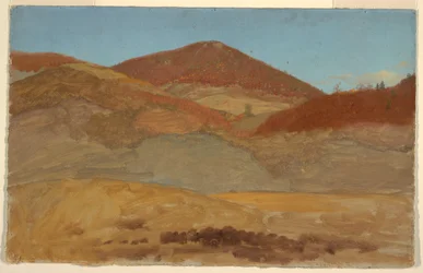 Rysunek, pagórkowaty krajobraz, jesień, 1870-80