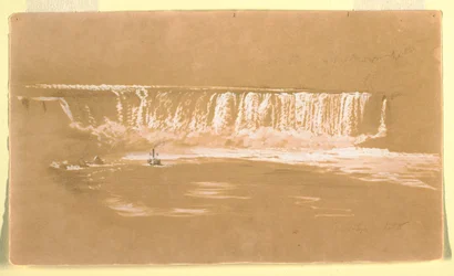Rysunek, wodospad Horseshoe Fall od strony północnej, Niagara, wrzesień 1858 r.