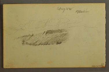 Rysunek, Dom, żaglówka, roślina, wrzesień 1844 r.