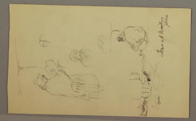 Rysunek, Żydzi pod Ścianą Płaczu, Jerozolima, kwiecień 1868 r.