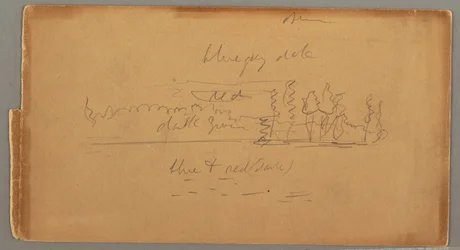Rysunek, jezioro i brzeg, prawdopodobnie 1876 r.