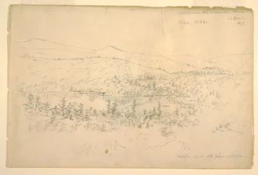 Rysunek, jeziora w pobliżu górskiego domu, wrzesień 1844 r.