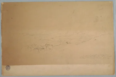 Rysunek, Krajobraz w pobliżu Melgar, Kolumbia, lipiec 1853 r.