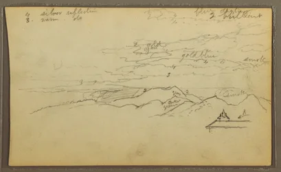 Rysunek, Krajobraz; Verso: Łódź, Szkice botaniczne, 1857 r.
