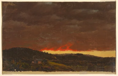 Rysunek, Pejzaż, zachód słońca, ok. 1845 r.