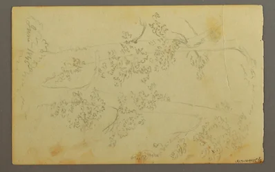 Rysunek, młyn otoczony drzewami, 1845 r.