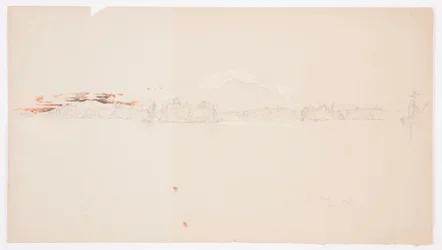 Rysunek, jezioro Millinocket, widok na górę Katahdin, wrzesień 1878 r.