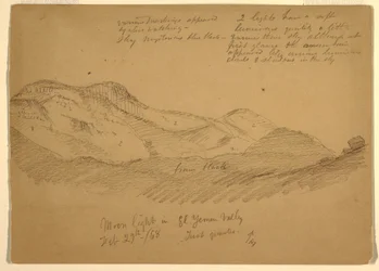 Rysunek, Światło księżyca w dolinie El Yumen, Arabia, 29 lutego 1868 r.