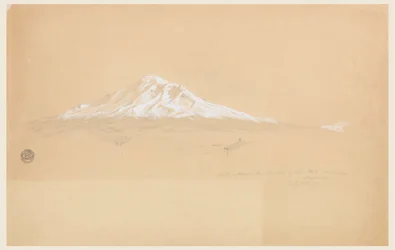 Rysunek przedstawiający górę Chimborazo z domu seniora Pablo Bustamante, Riobamba, Ekwador, 14 lipca 1857 r.