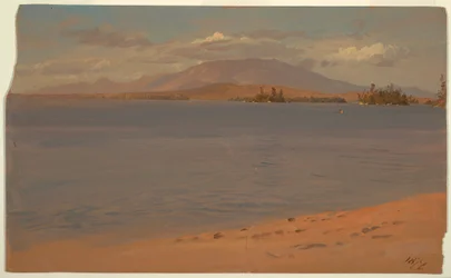 Rysunek przedstawiający górę Katahdin z jeziora Millinocket, 1878 r.