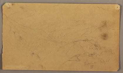 Rysunek, Krajobraz górski, Jamajka, Indie Zachodnie, lipiec 1865 r.