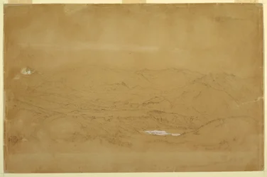 Rysunek, Krajobraz górski w pobliżu Guanojo i Guaranda, Ekwador, 10 czerwca 1857 r.