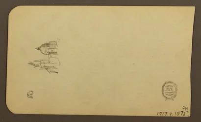 Rysunek, Krajobraz górski; Verso: Kościół z kopułą, kwiecień 1885 r.