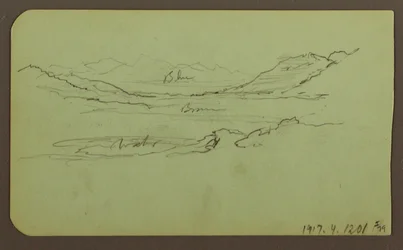 Rysunek, Krajobraz górski; Verso: Krajobraz, 1883 r.