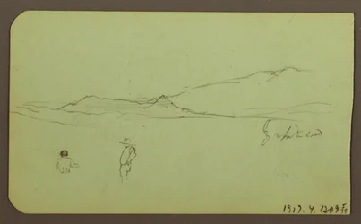 Rysunek, Pejzaż górski; Verso: Pejzaż górski, postać, 1883