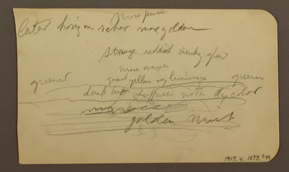 Rysunek, pasma górskie, Cuautla, kościół; Verso: Przyczajony koń, notatki krajobrazowe, luty 1885 r.