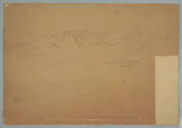 Rysunek, pasma górskie z surowymi szczytami w pobliżu Machachi, Ekwador, 19 czerwca 1857 r.