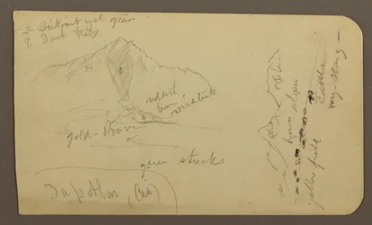 Rysunek, góra, Zapotlan; Verso: zalesione zbocze, jezioro Cuitzeo, styczeń 1885 r.