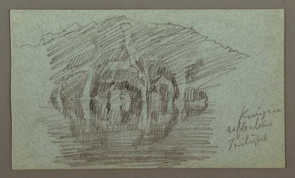 Rysunek, Góra i jej odbicie na jeziorze, prawdopodobnie 1868 r.