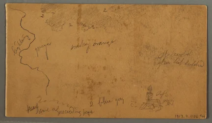 Rysunek, Góry na tle równiny, dwie tęcze, Austria lub Bawaria, 1868 r.
